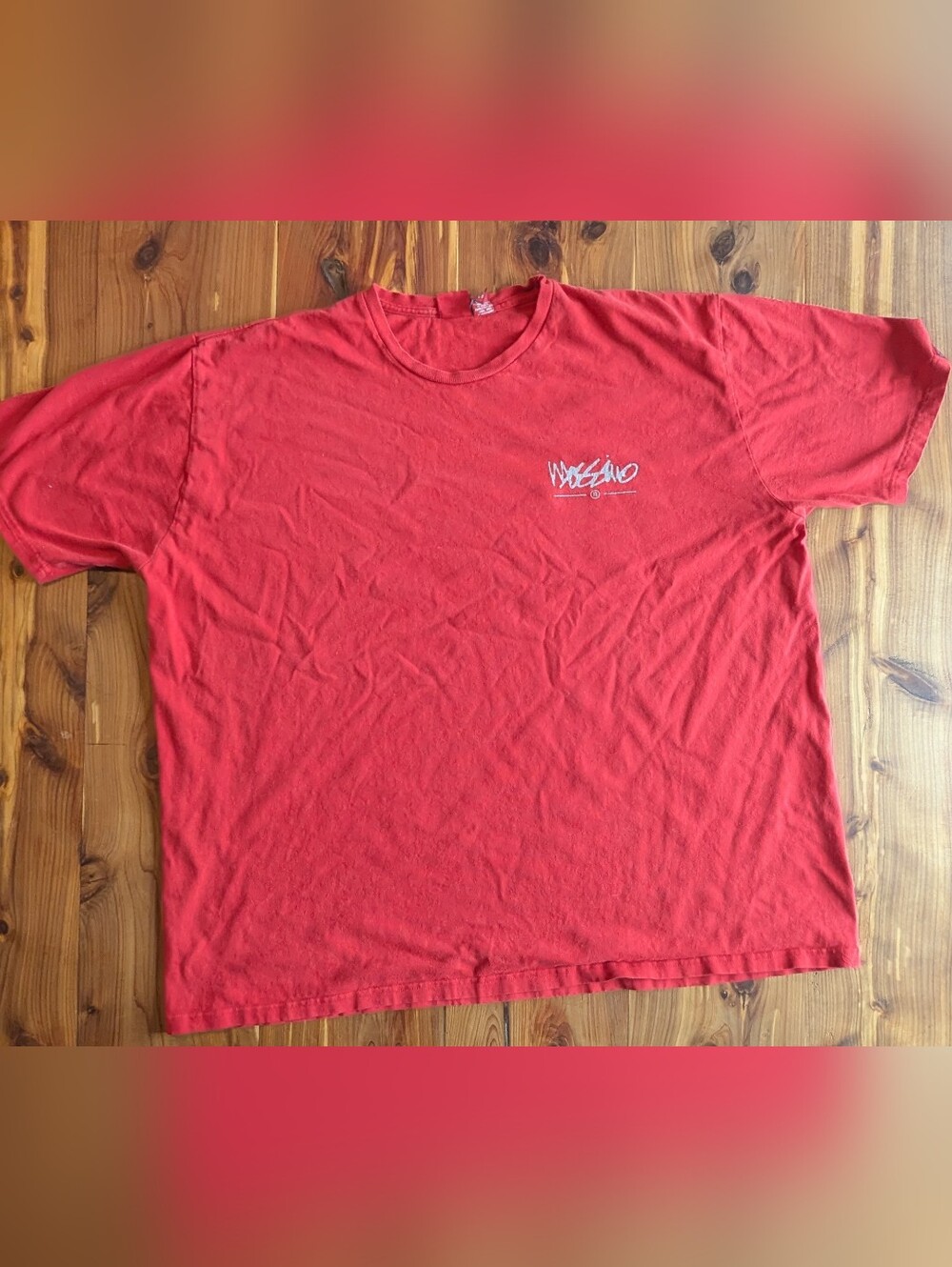 Mossimo Supply Co. Red Crewneck Tee with White Script Logo
